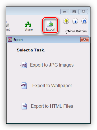 Экспорт файлов проекта в программе Scrapbook Flair